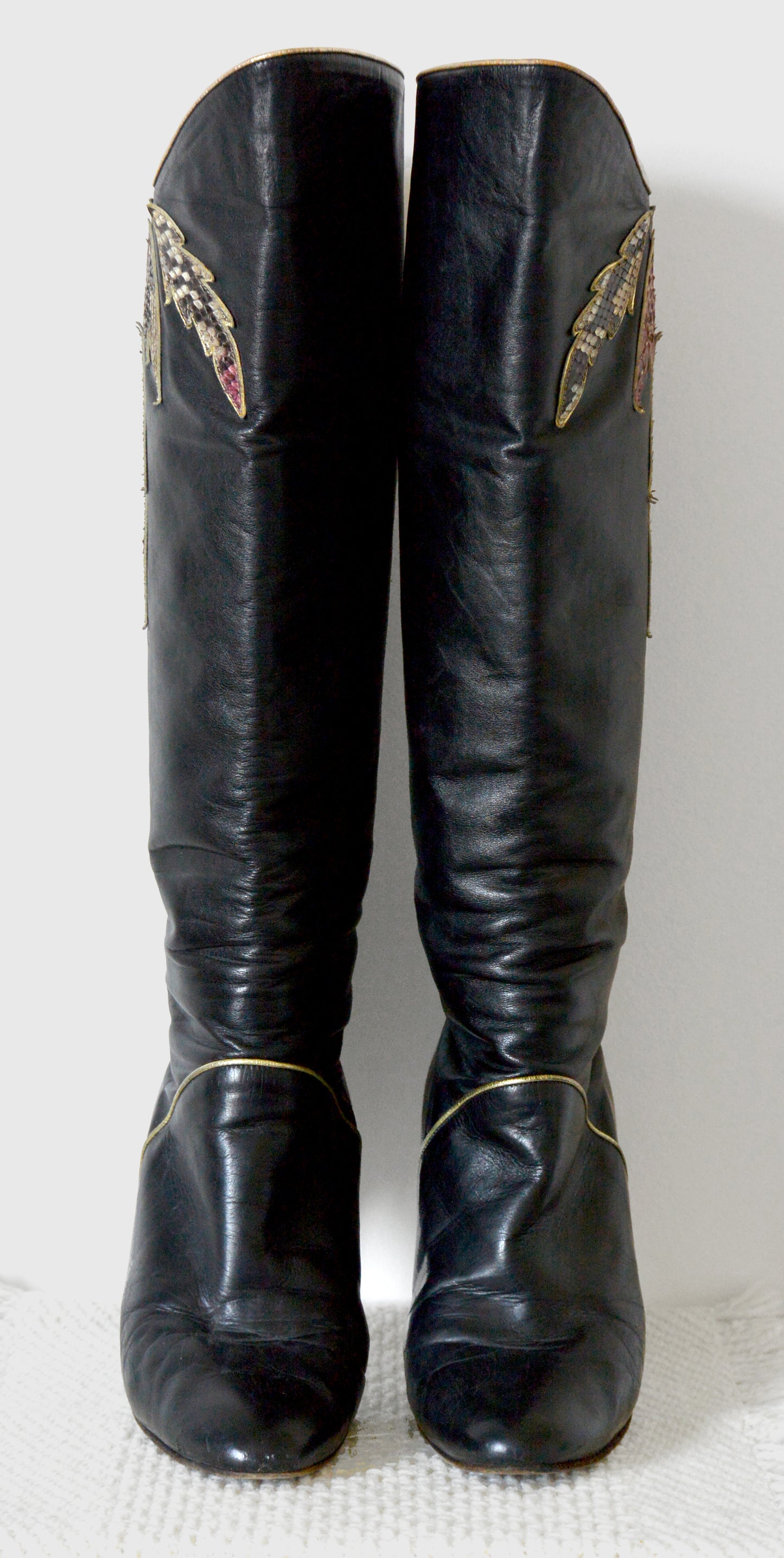 1980s Made in Italy Buttery Soft Black Leather High Heeled Boots