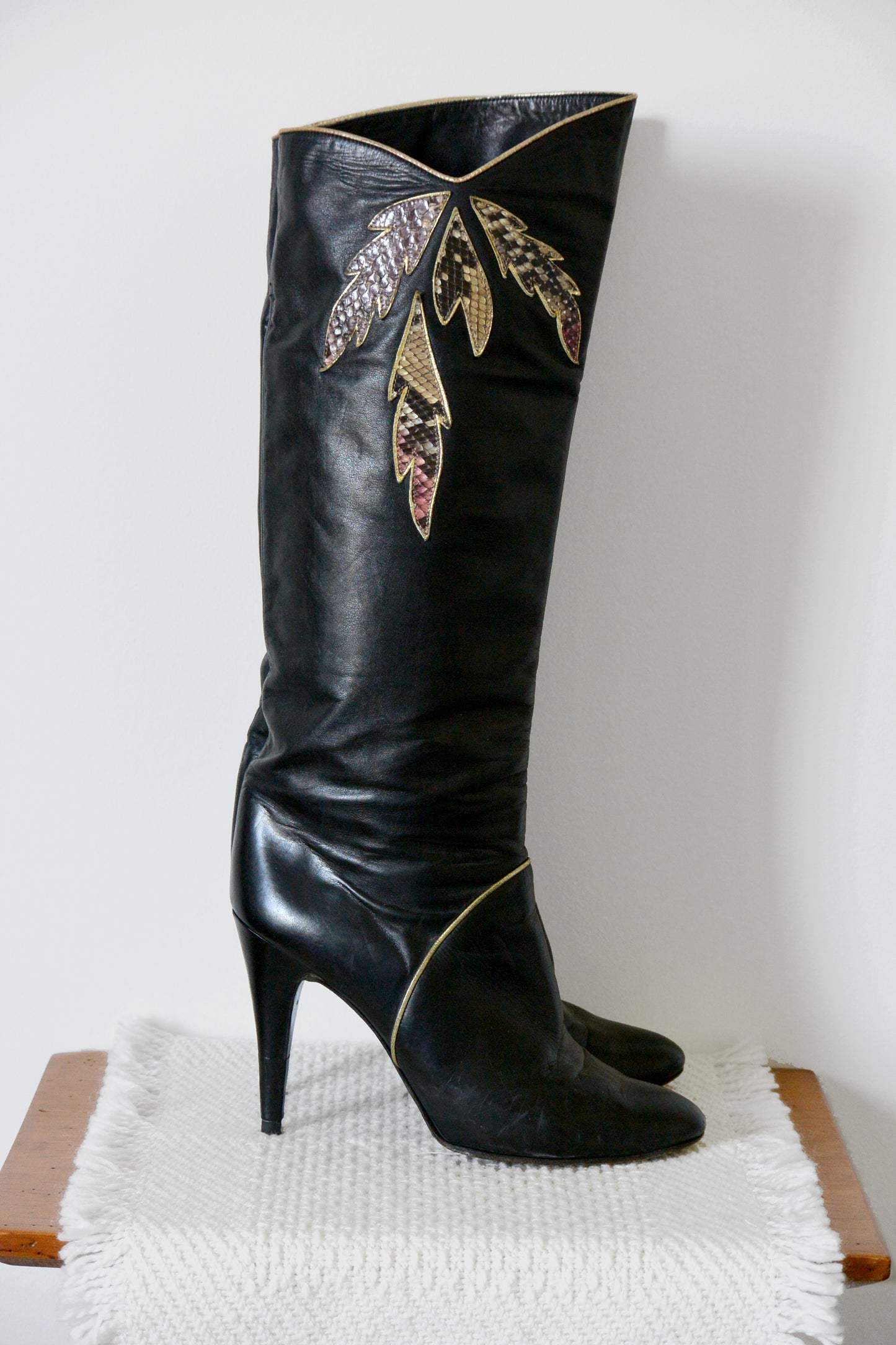 1980s Made in Italy Buttery Soft Black Leather High Heeled Boots